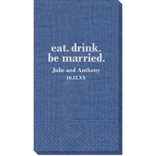 Eat Drink Be Married Moire Guest Towels